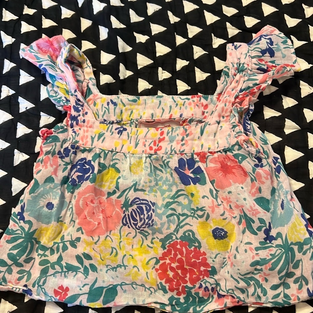 Banjanan Kids Floral Cotton Voile Ruffle Sleeve Top Pink Blue Yellow Size 2‎